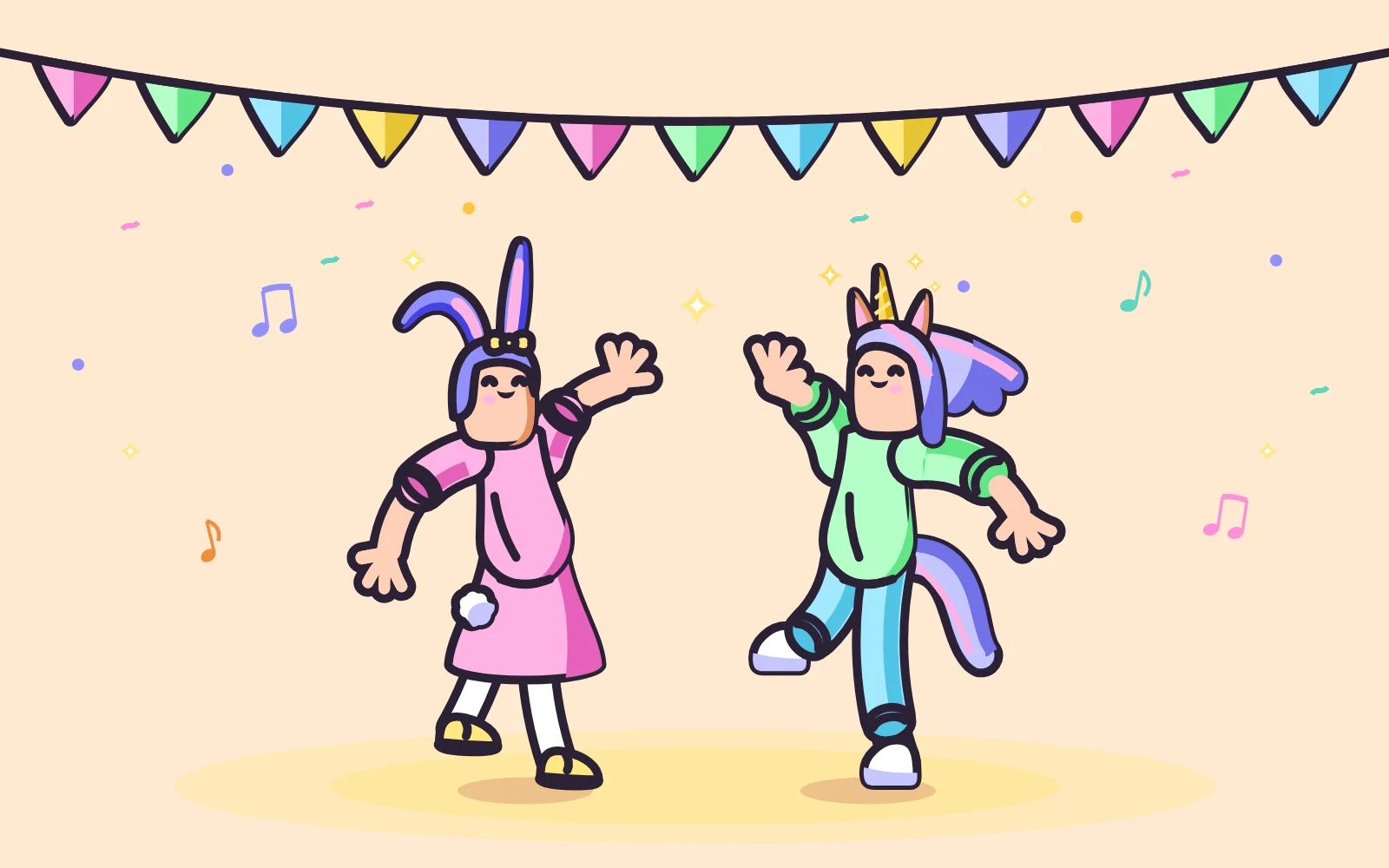 Bunny and Unicorn dance. The still. Every check at least 0.4; tangents 0.41.