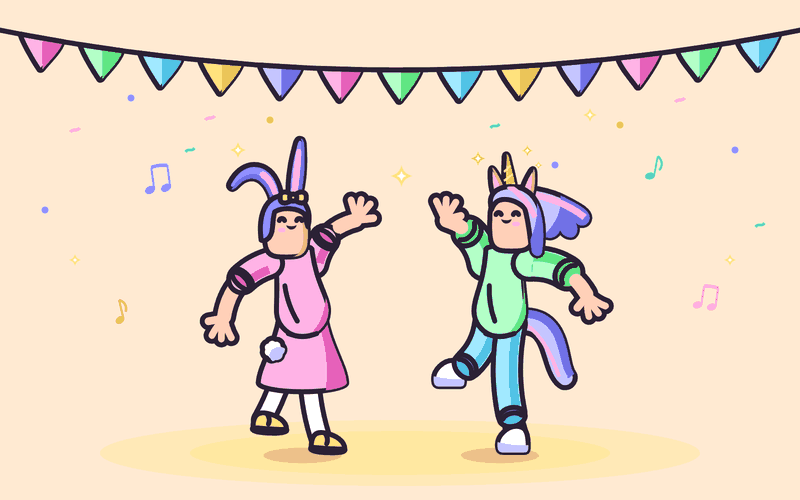 The dance loop. Two seconds: two hops, and a clap on the second landing.